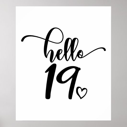 Poster 19e anniversaire Femmes Bonjour 19 mignonnes 19 an (Devant)