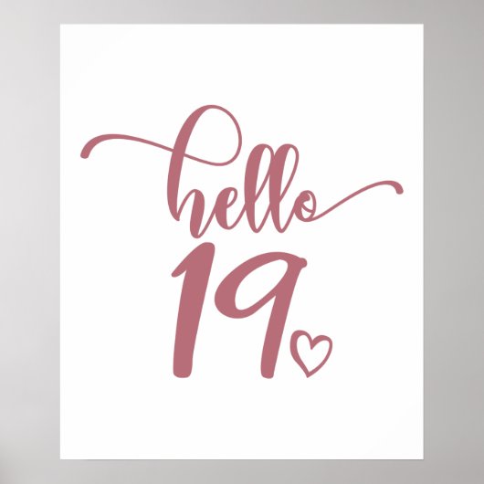 Poster 19th Birthday Women Hello 19 Cute 19 Years Old (Devant)