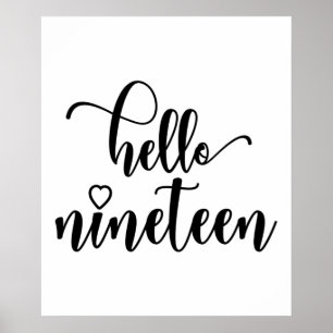 Poster 19th Birthday Women Hello 19 Cute 19 Years Old