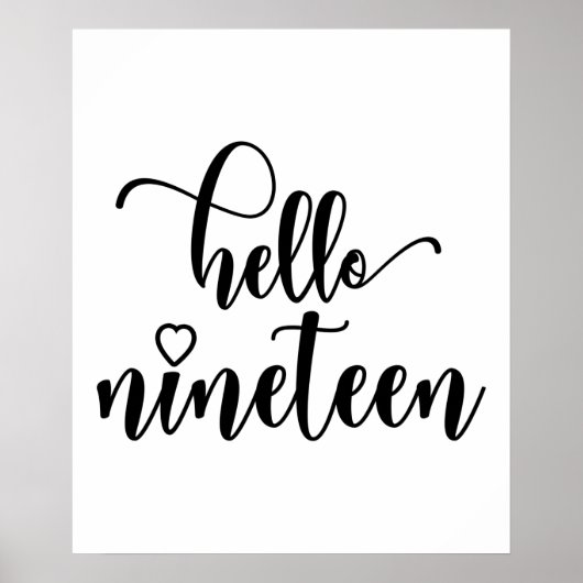 Poster 19th Birthday Women Hello 19 Cute 19 Years Old (Devant)