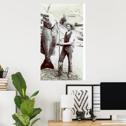 Poster 19th C. Fisherman and Goliath Grouper (Bureau à domicile)