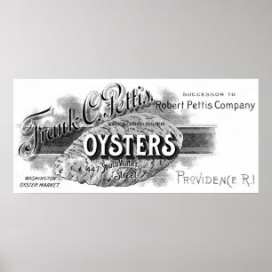 Poster 19th C. Oysters, black