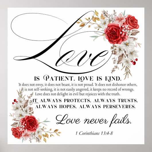 Poster 1 Corinthiens 13:4-8 L'amour est Patient Bible Flo (Devant)
