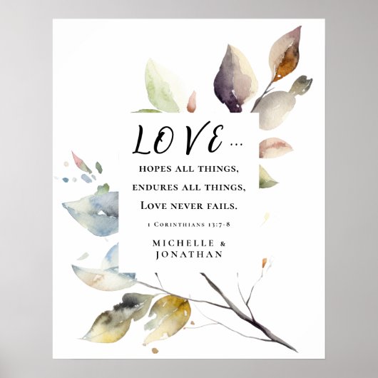 Poster 1 Corinthiens 13:8 L'amour n'échoue jamais la Bibl (Devant)