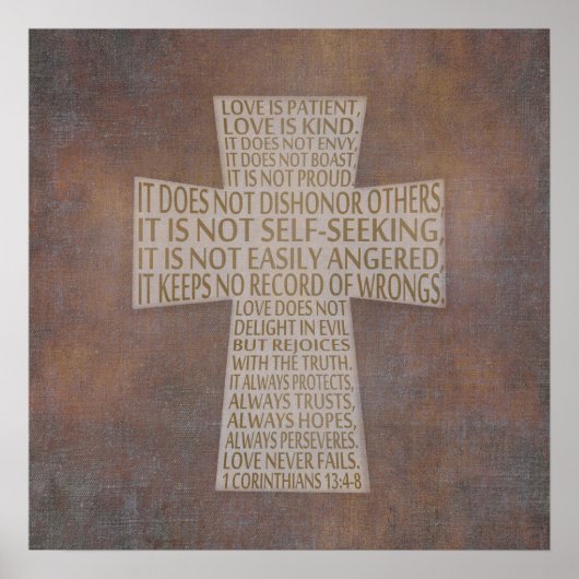 Poster 1 Corinthiens 13 chapeau d'amour Cross Rustic Post (Devant)