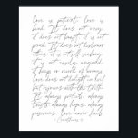 Poster 1 Corinthiens 13 minces<br><div class="desc">L'amour est l'amour patient est gentil 1 Corinthiens 13 mince script</div>