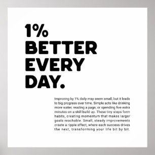 Poster 1% de mieux chaque jour de motivation