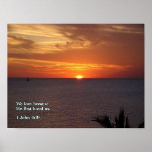 Poster 1 John 4:19 lever du soleil