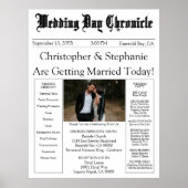 Poster 1 Photo QR Code Elegant Newspaper Wedding Program (Devant)