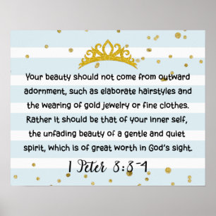 Poster 1 Pierre 3:3-4 Verset biblique sur la beauté intér