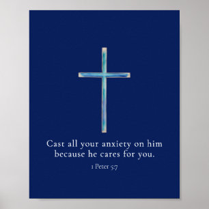 Poster 1 Pierre 5:7 Croix minimaliste