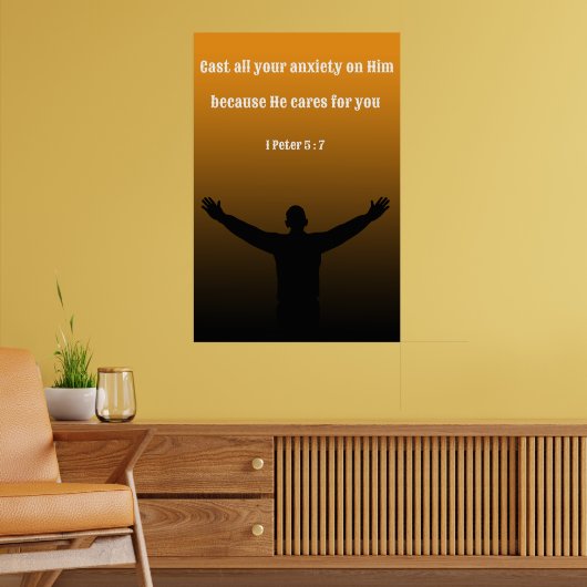 Poster 1 Pierre 5:7 Verset biblique Encouragement (Salon 2)