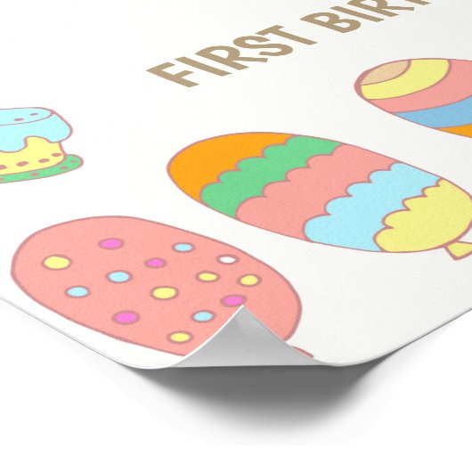 Poster 1er anniversaire. Ballons numéro 1. (Coin)