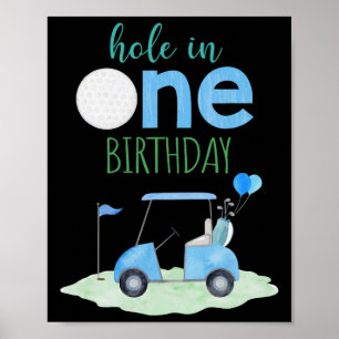 Poster 1er Anniversaire de la fête Golfer Trou dans un An