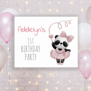 Poster 1er anniversaire de la fille mignonne Panda Bear