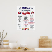 Poster 1er anniversaire Jalon de baseball (Cuisine)