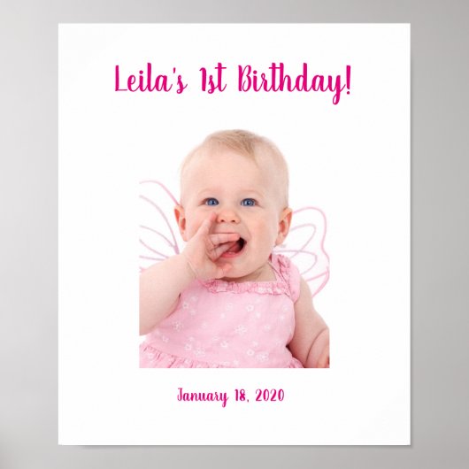 Poster 1er anniversaire photo personnalisée Se connecter  (Devant)