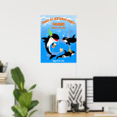 Poster 1er anniversaire sous la mer orca baleine fille (Bureau à domicile)