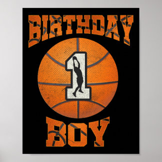 Poster 1er Anniversaire tenue de garçon Basketball 1ère a