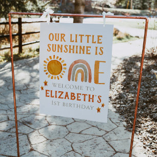 Poster 1ère aquarelle Anniversaire Arc-en-ciel et bienven