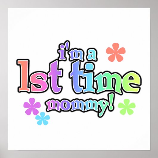 Poster 1ère fois Mommy Rainbow Text Cadeaux (Devant)