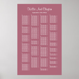Poster 200 Burgundy Simple Wedding Seating Chart