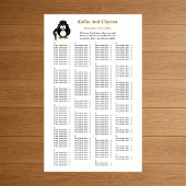Poster 200 Funny Penguin Greeter Wedding Seating Chart