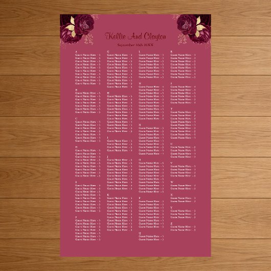 Poster 200 Mariages Bourgogne Et Or Floral