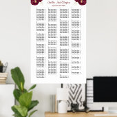 Poster 200 Mariages Bourgogne Et Or Floral (Bureau à domicile)