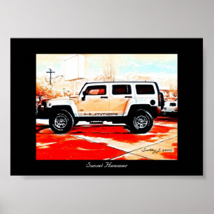 Poster © 2010 S.J. "de Hummer de coucher du soleil"