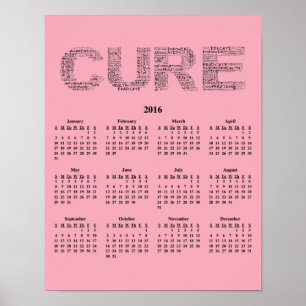 poster 2016 Wall Calendar Breast Cancer Awareness