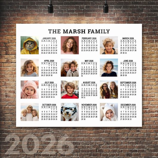 Poster 2022 Voir l'année complète Calendrier avec 12 Phot