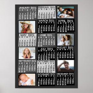 Poster 2023 Année Calendrier mensuel Photo Collage Mod No