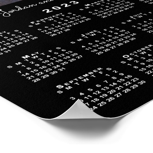 Poster 2023 Calendar with Your Photo and Name on Black (Coin)