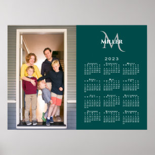 Poster 2023 Calendrier Personnalisé Nom du monogramme pho