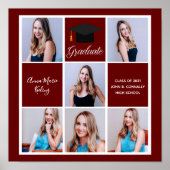 Poster 2023 Graduation Red Senior Portrait Photo Collage (Devant)