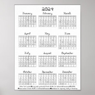 Poster 2024 Calendrier Black Fabric Font Téléchargement i