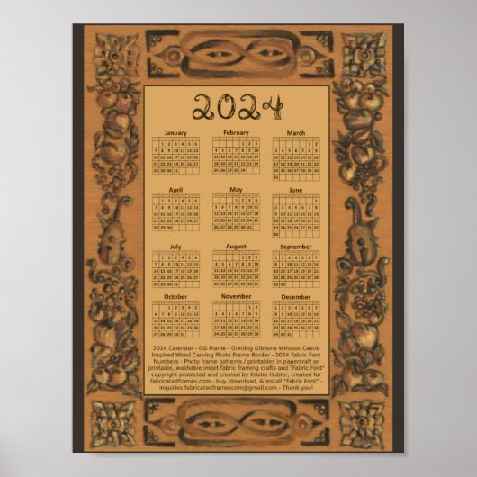 Poster 2024 Calendrier Château de Windsor Cadre inspiré p (Devant)