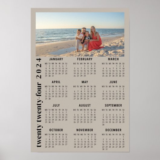 Poster 2024 Calendrier photo minimaliste beige (Devant)