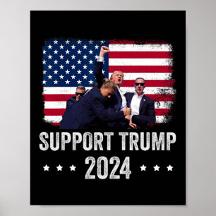 Poster 2024 - Soutenez Trump - Priez pour l'Amérique 
