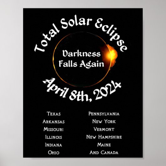 Poster 2024 Total Eclipse Darkness Falls à nouveau (Devant)