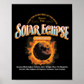 Poster 2024 Total Éclipse Solaire 8 Avril Chemin De L'Écl (Devant)