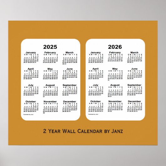 Poster 2025-2026 Gold 2 Year Wall Calendar par Janz (Devant)