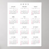 Poster 2025 Année complète Accueil Bureau Calendrier annu (Devant)