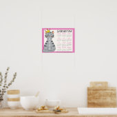 Poster 2025 Calendrier mensuel mignon Nom rose jouant Cha (Cuisine)