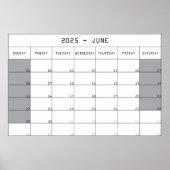 Poster 2025 june calendrier planer gros notes espace (Devant)