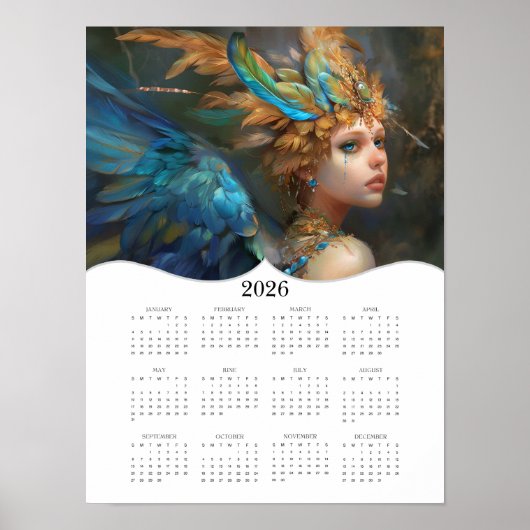 Poster 2026 Angel Fairy Imaginaire Art Calendrier de l'an (Devant)