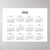 Poster 2026 Année Calendrier mensuel des murs Tous les jo (Devant)