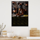 Poster 2026 Boxer Dog Calendar – Rustic Cabin Portrait (Cuisine)