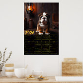 Poster 2026 Bulldog Puppy with Lantern Calendar (Cuisine)